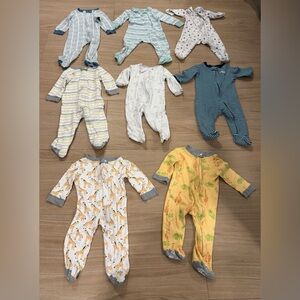 7 Burt’s Bees Baby Organic Pajamas - 1 Honest Organic Pajamas varying sizes -